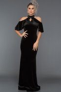 Long Black Velvet Evening Dress ABU491