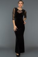 Long Black Velvet Evening Dress AR36991