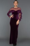 Long Purple Velvet Evening Dress AR36992