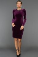 Short Purple Velvet Evening Dress ABK238