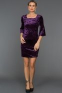 Short Purple Velvet Evening Dress AR38095