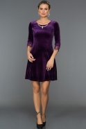 Short Purple Velvet Evening Dress AR38097