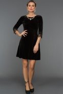 Short Black Velvet Evening Dress AR38097