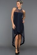Short Navy Blue Velvet Evening Dress ABO011