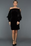 Short Black Velvet Evening Dress ABK236