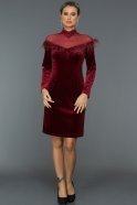 Short Burgundy Velvet Evening Dress ABK235