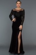 Long Black Velvet Evening Dress ABU487