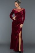 Long Burgundy Velvet Evening Dress ABU527