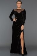 Long Black Velvet Evening Dress ABU527