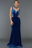 Long Sax Blue Velvet Evening Dress S4518
