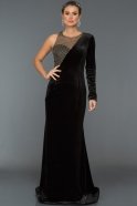 Long Black Velvet Evening Dress S4522