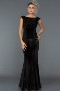 Long Black Velvet Evening Dress L6045