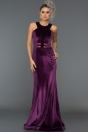 Long Purple Velvet Evening Dress ABU489