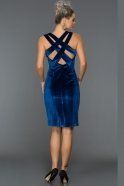 Short Sax Blue Velvet Evening Dress L8026