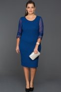 Short Sax Blue Oversized Evening Dress ABK018
