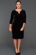 Short Black Oversized Velvet Evening Dress AR38100