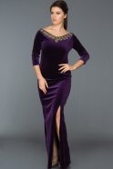 Long Purple Velvet Evening Dress ABU493