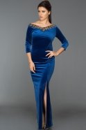 Long Sax Blue Velvet Evening Dress ABU493