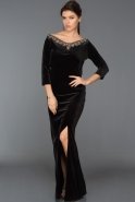 Long Black Velvet Evening Dress ABU493