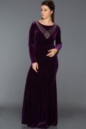 Long Purple Velvet Evening Dress ABU486