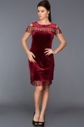 Short Burgundy Velvet Evening Dress ABK244
