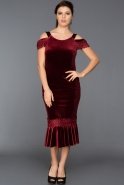 Short Burgundy Velvet Evening Dress ABK243