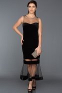 Long Black Velvet Evening Dress ABK245