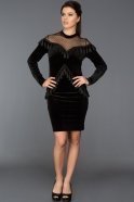 Short Black Velvet Evening Dress MN1516
