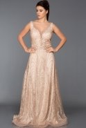 Long Rose Colored Evening Dress S4514
