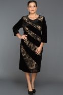 Short Black-Mink Oversized Velvet Evening Dress EC2204