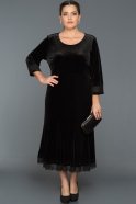 Short Black Oversized Velvet Evening Dress EC2204