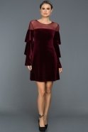 Short Burgundy Velvet Evening Dress DS434