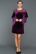 Short Purple Velvet Evening Dress DS434