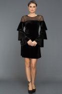 Short Black Velvet Evening Dress DS434