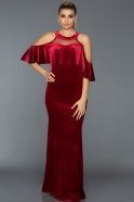 Long Red Velvet Evening Dress AR38149