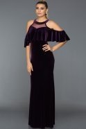 Long Purple Velvet Evening Dress AR38149