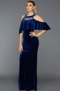 Long Sax Blue Velvet Evening Dress AR38149