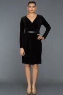 Short Black Velvet Evening Dress AR39020