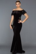 Long Black Velvet Evening Dress F311