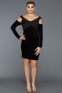 Short Black Velvet Evening Dress ABK246