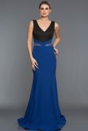 Long Black-Sax Blue Evening Dress C7358