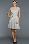 Short Silver Evening Dress C8093