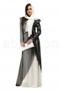 Ecru-Black Hijab Dress s3472
