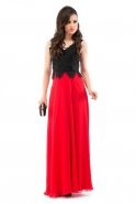 Long Red - Black Coctail Dress O7289