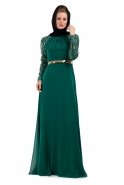 Green-Gold Hijab Dress s3674
