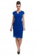 Sax Blue Oversized Evening Dress O7829
