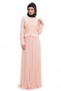 Salmon Hijab Dress S9030