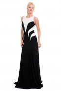 Long Black-Ecru Evening Dress O4099