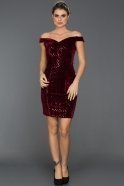 Short Burgundy Velvet Evening Dress C8119