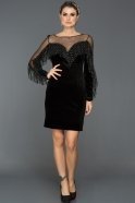 Short Black Velvet Evening Dress MN1530